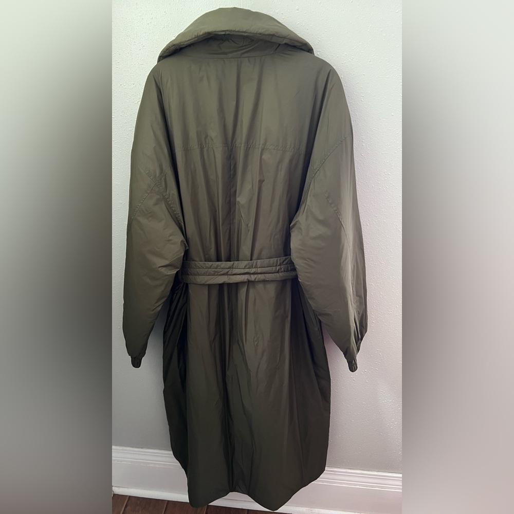& Other Stories Belted Trench Coat In Olive Green Size Medium New - Picture 4 of 11